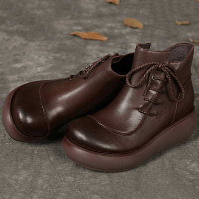 Winter Ethnic Style Retro Soft Bottom Leather Boots