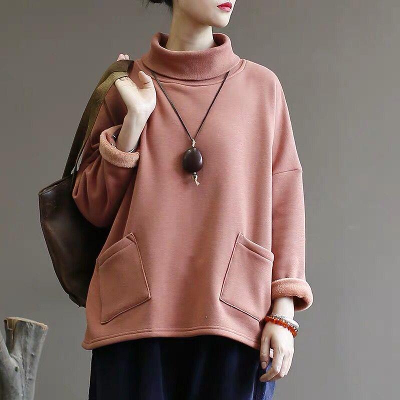 Winter Folk Style Loose Velvet Sweatshirt Dec 2020-New Arrival Free Size Pink 