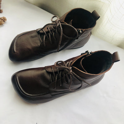 Winter Leather Retro Handmade Slipsole Plush Boots Oct 2021 New-Arrival 