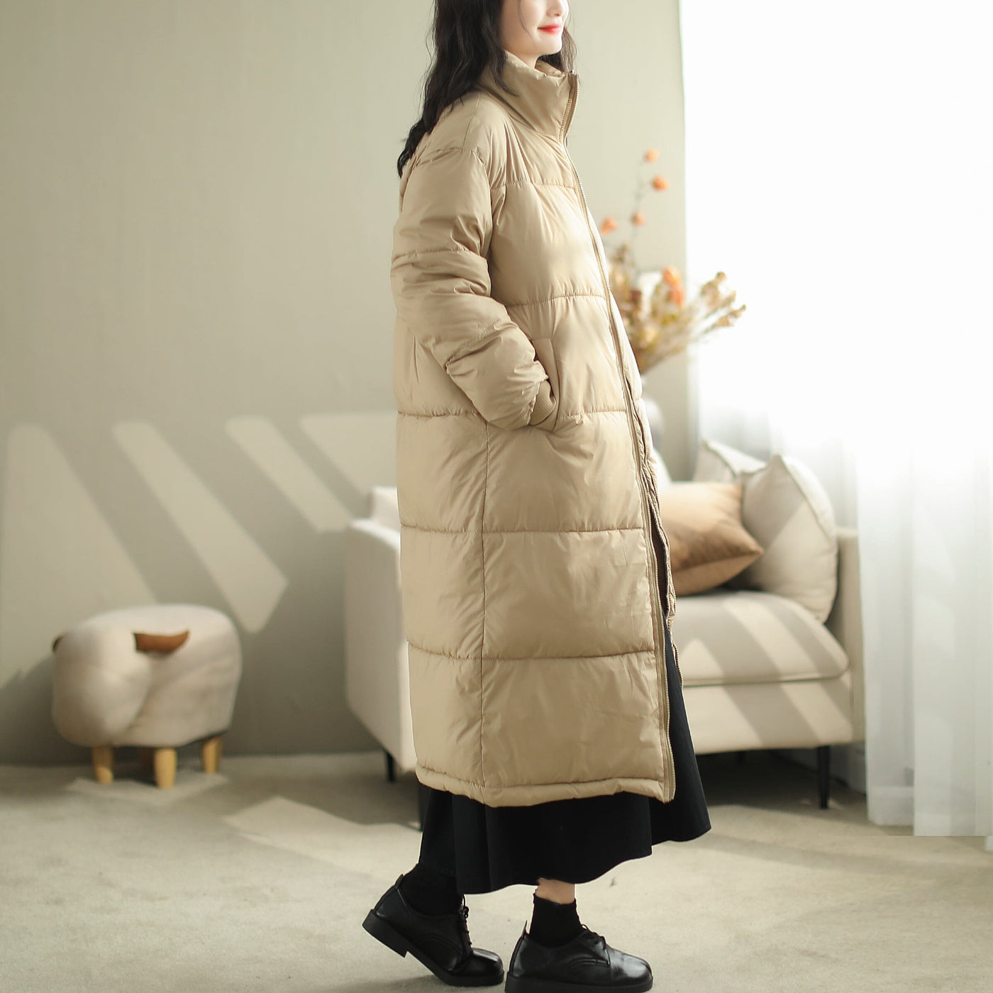 Winter Minimalist Casual Loose Quilted Overcoat