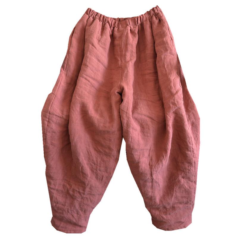 Winter Quilted Loose Retro Cotton Linen Pants