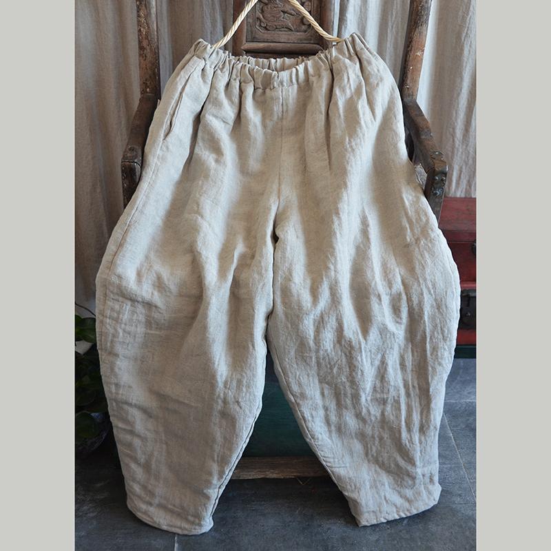 Winter Quilted Loose Retro Cotton Linen Pants Jan 2021-New Arrival One Size Beige 