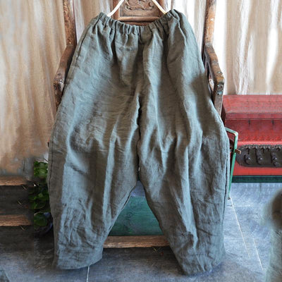 Winter Quilted Loose Retro Cotton Linen Pants Jan 2021-New Arrival One Size Dark Green 