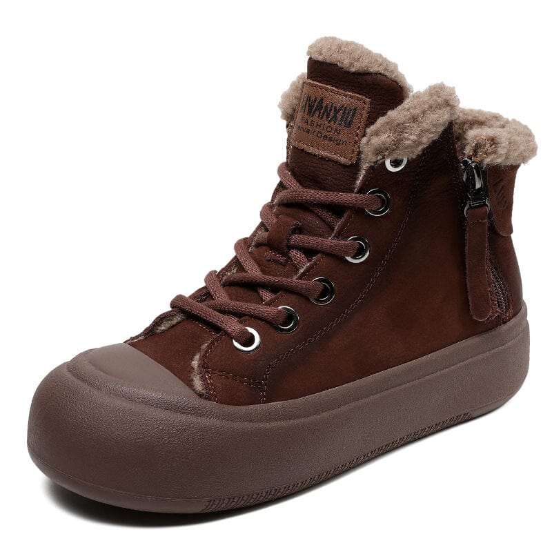 Winter Retro Casual Leather Furred Boots