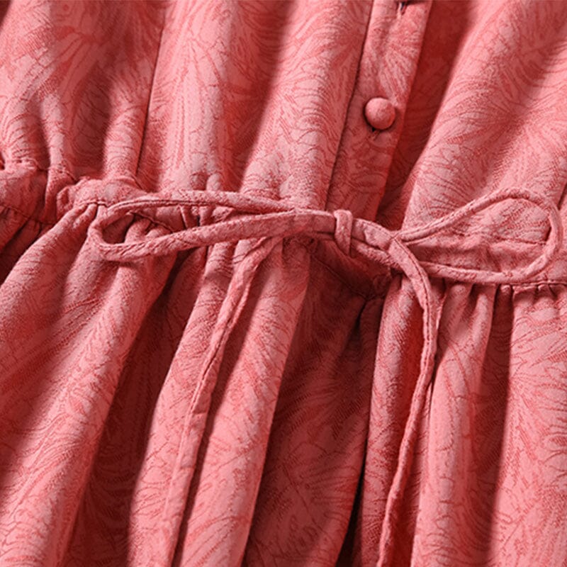 Winter Retro Embroidery Cotton Linen Furred Dress