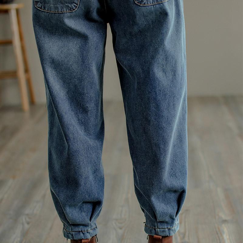 Winter Retro Fur Thick Casual Cotton Harem Jeans Oct 2021 New-Arrival 