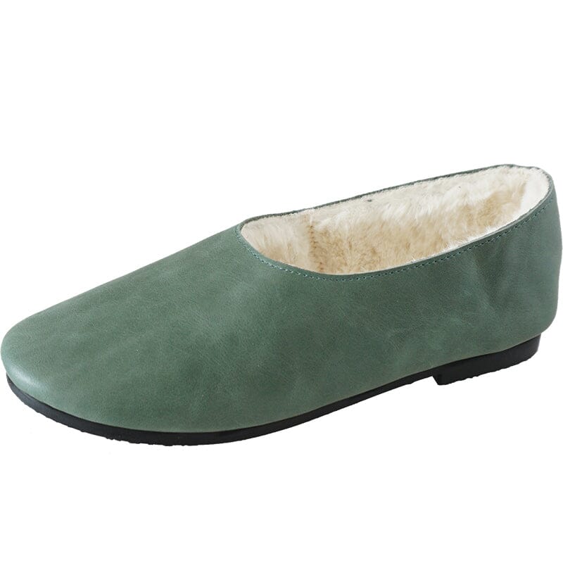 Winter Retro Handmade Leather Furred Casual Shoes