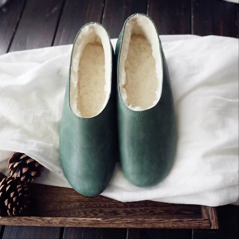 Winter Retro Handmade Leather Furred Casual Shoes Dec 2022 New Arrival 