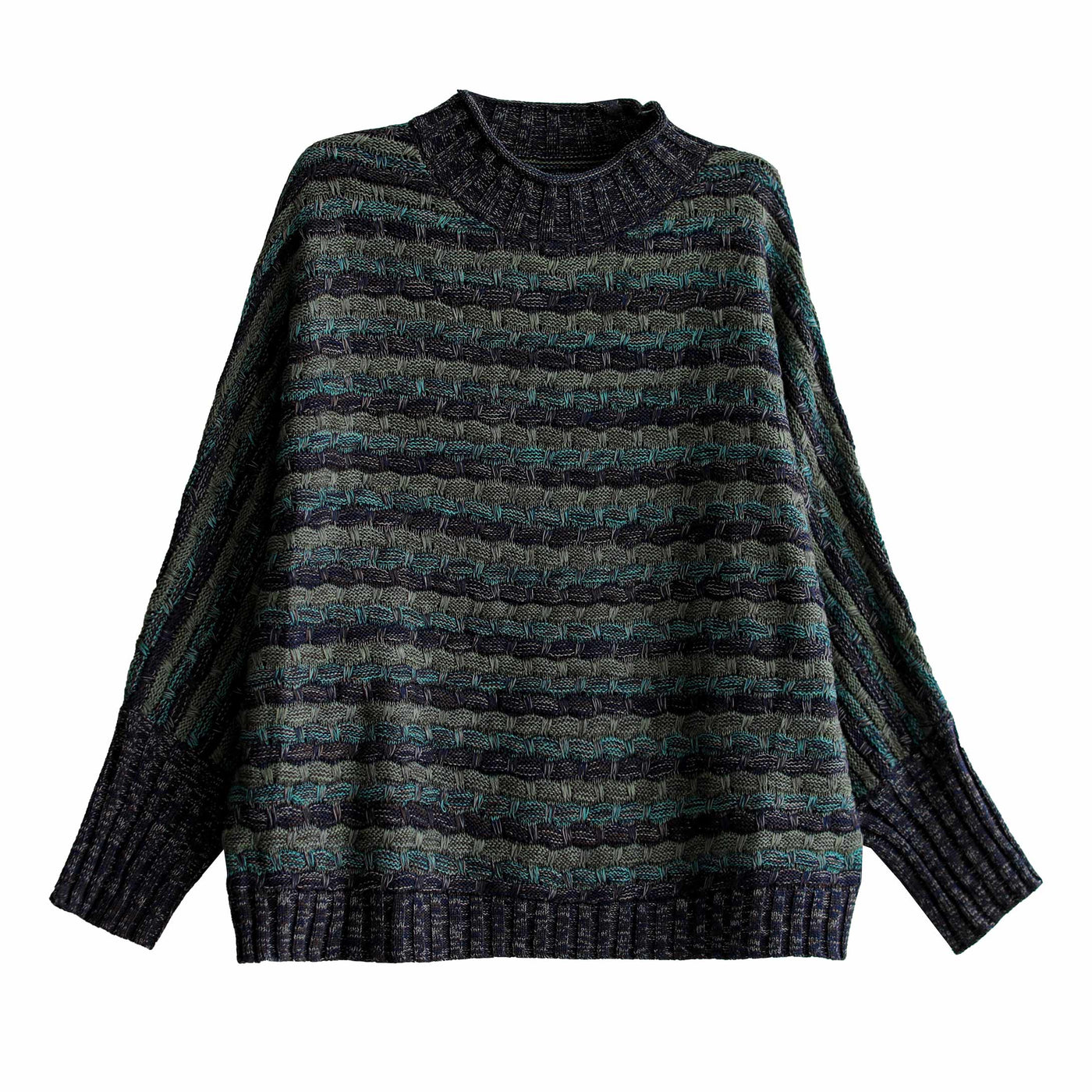 Winter Retro Knitted Stripe Loose Pullover Sweater