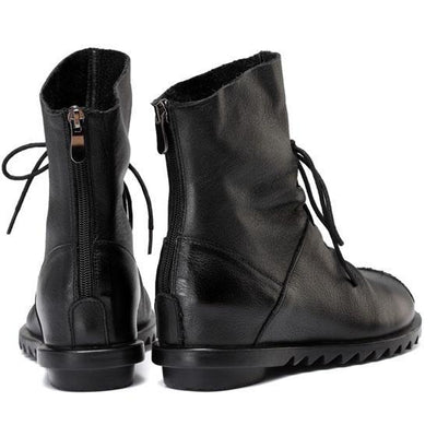 Winter Retro Leather Velvet Short Boots