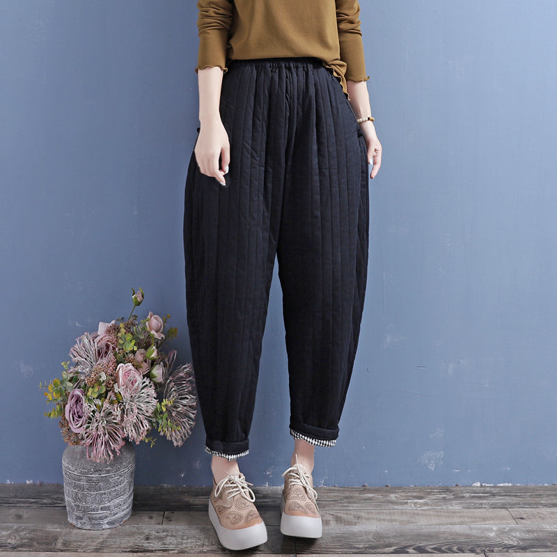 Winter Retro Padded Cotton Linen Loose Pants Oct 2022 New Arrival 