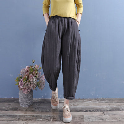 Winter Retro Padded Cotton Linen Loose Pants Oct 2022 New Arrival 
