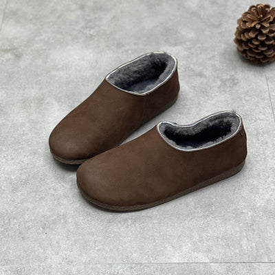 Winter Retro Soft Leather Fur Casual Shoes Oct 2021 New-Arrival 35 Coffee 