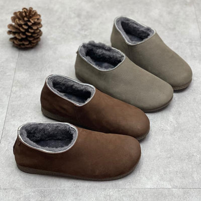 Winter Retro Soft Leather Fur Casual Shoes