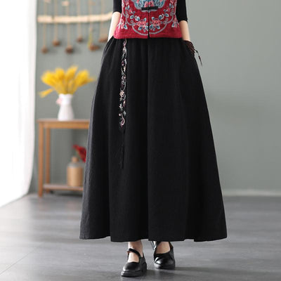Winter Retro Thick Furred Loose A-Line Skirt