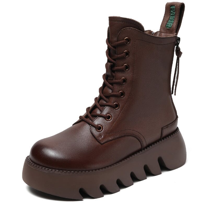 Winter Retro Woolen Leather Platform Boots