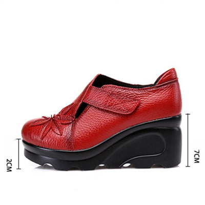 Winter Spring And Autumn Retro Ethnic Leather Platform Shoes