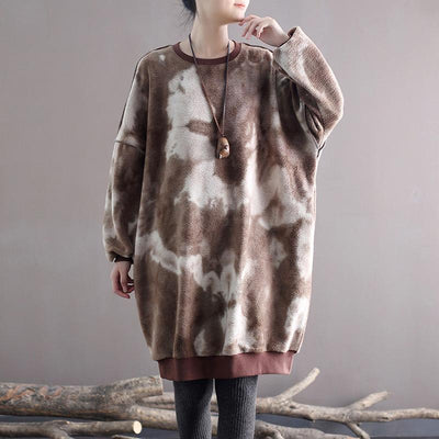 Winter Spring Retro Thick Tie-Dye Long Sweater