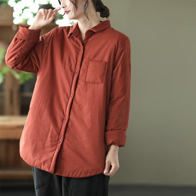 Winter Women Retro Quilted Cotton Blouse