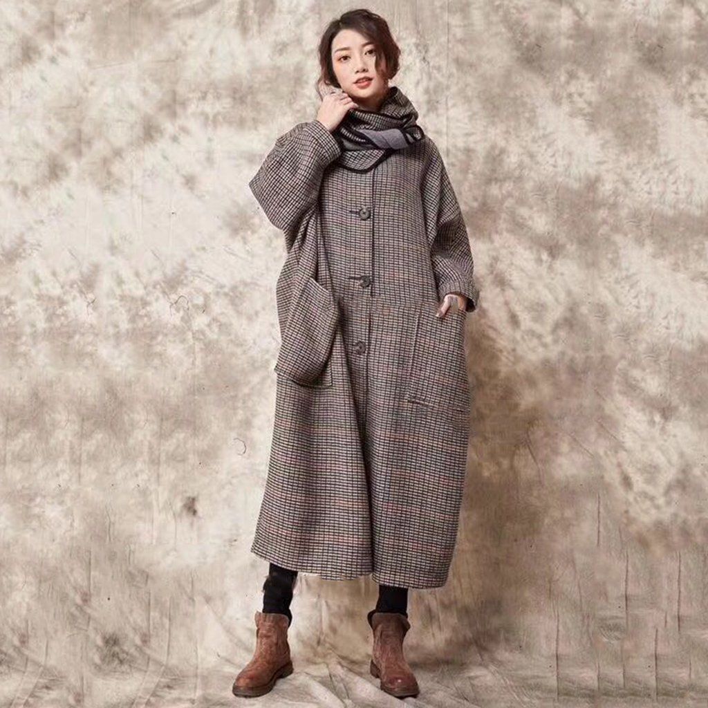Winter Woolen Hooded Plus Size Coat