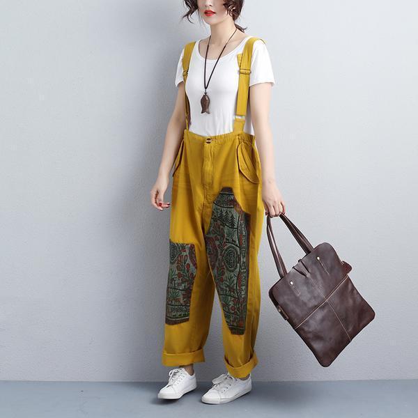 Women Ankle-Length Adjustable Strap Yellow Jumpsuits