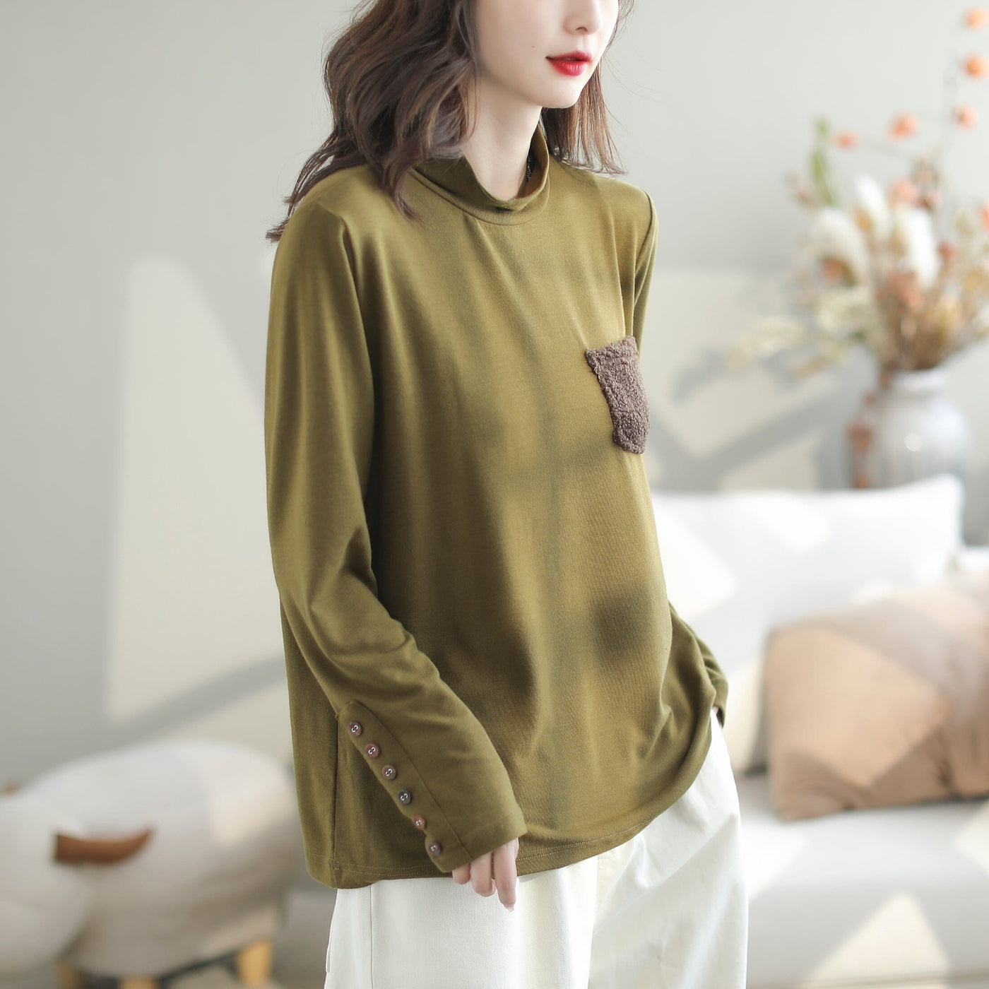 Women Autumn Casual Elastic Fashion Casual Shirt Sep 2023 New Arrival One Size Green 