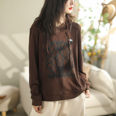 Women Autumn Casual Fashion Print Loose Hoodie Oct 2023 New Arrival 