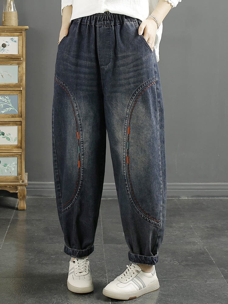 Women Autumn Casual Loose Cotton Jeans Aug 2023 New Arrival 