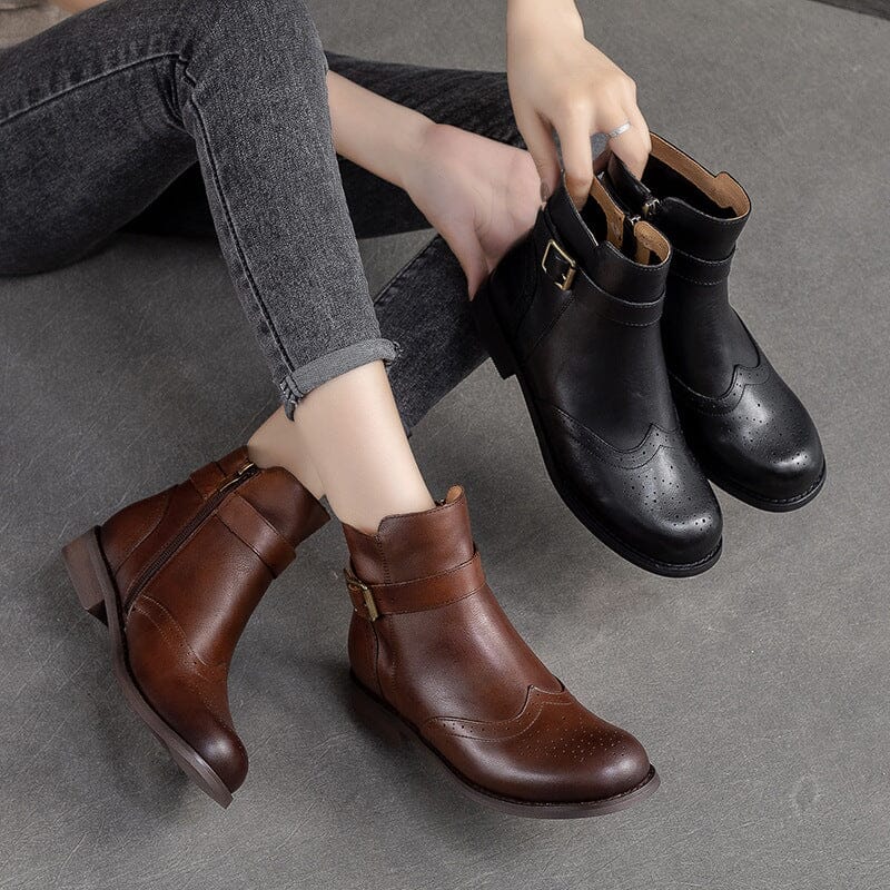 Women Autumn Classic Leather Ankle Boots