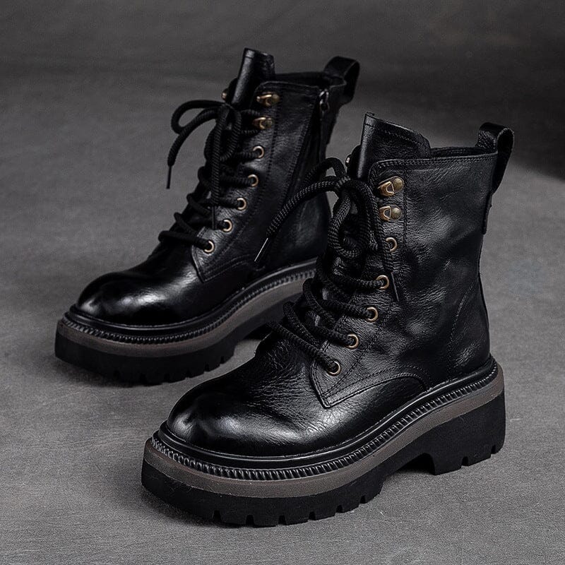 Women Autumn Classic Leather Platform Boots