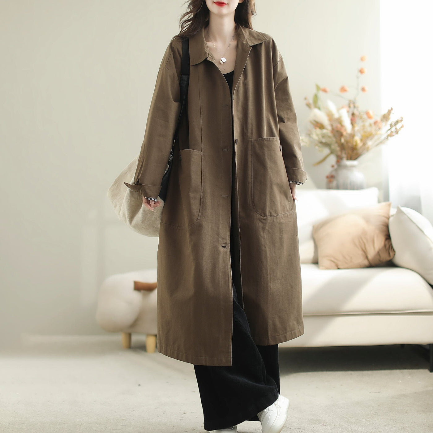Women Autumn Cotton Stylish Casual Overcoat Sep 2023 New Arrival 