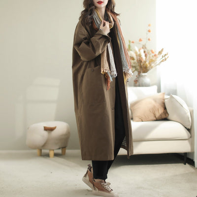 Women Autumn Cotton Stylish Casual Overcoat Sep 2023 New Arrival One Size Coffee 