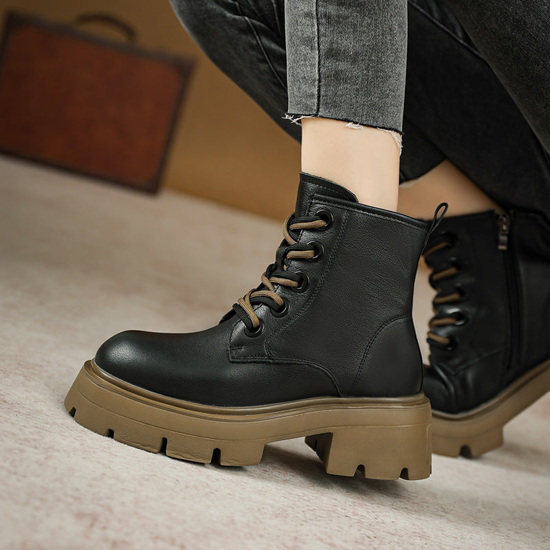 Women Autumn Leather Fashion Casual Boots