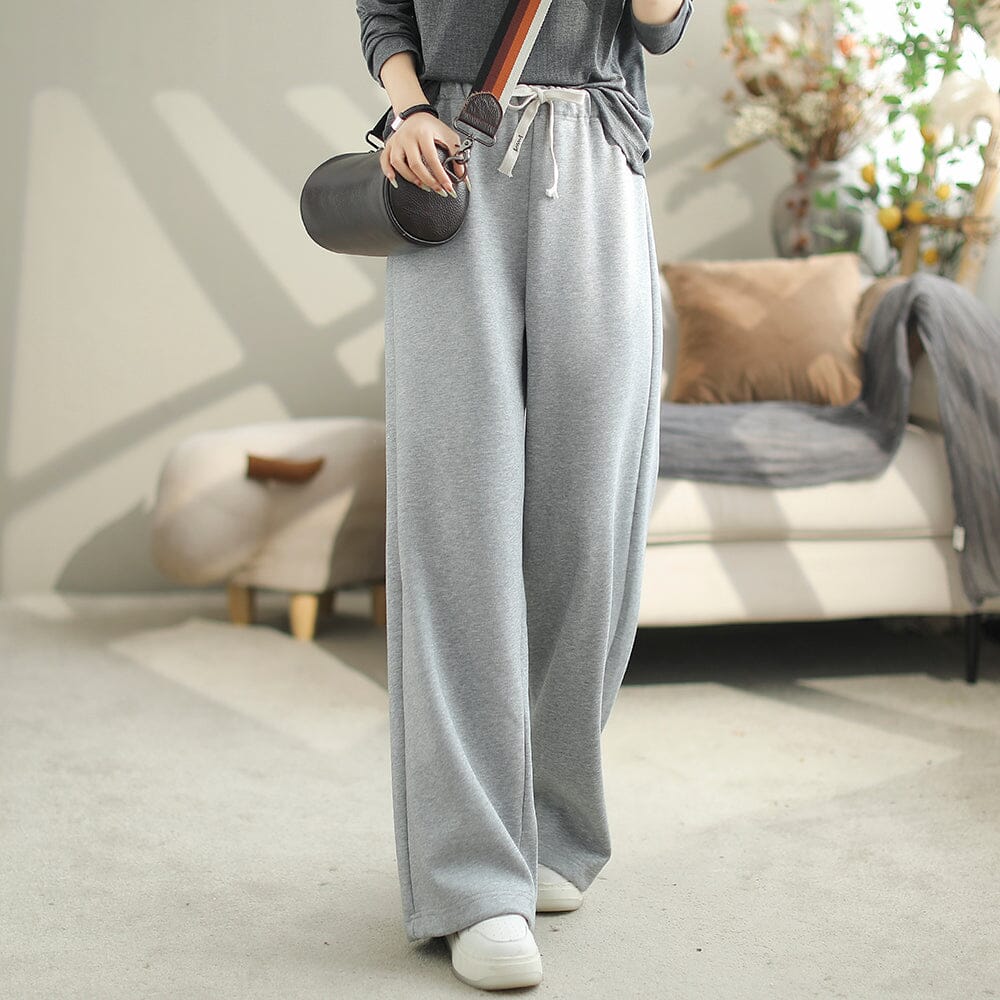 Women Autumn Minimalist Loose Casual Pants Oct 2023 New Arrival One Size Light Gray 