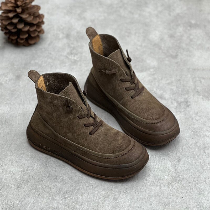 Women Autumn Retro Casual Frosted Leather Boots