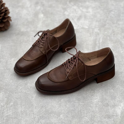 Women Autumn Retro Classic Leather Casual Shoes Oct 2023 New Arrival 