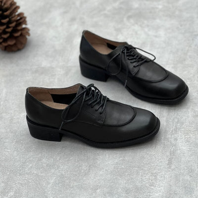 Women Autumn Retro Classic Leather Casual Shoes Oct 2023 New Arrival Black 35 