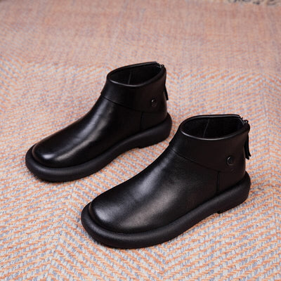 Women Autumn Retro Flat Leather Casual Shoes Nov 2022 New Arrival Black 35 