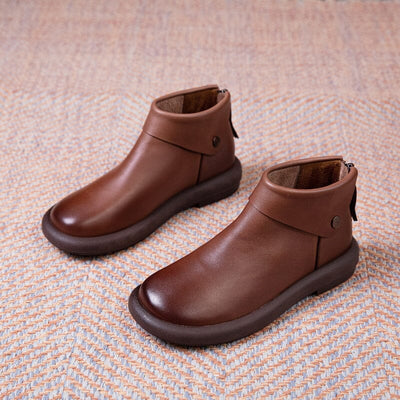 Women Autumn Retro Flat Leather Casual Shoes Nov 2022 New Arrival Brown 35 