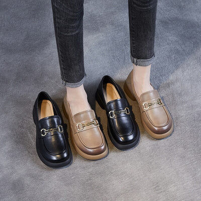 Women Autumn Retro Leather Casual Loafers