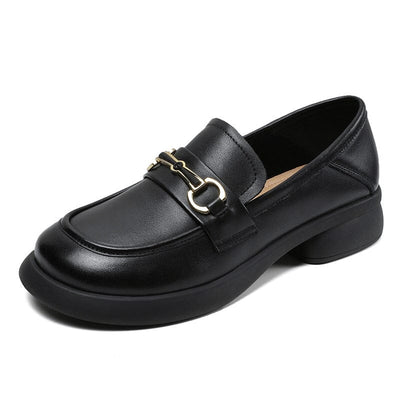 Women Autumn Retro Leather Casual Loafers Aug 2023 New Arrival Black 35 