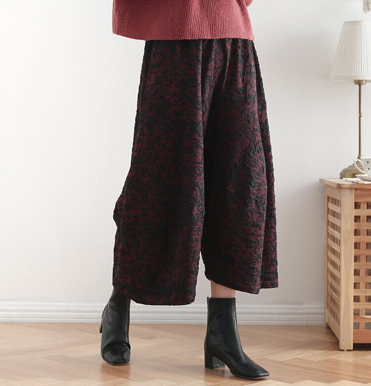 Women Autumn Retro Loose Seven-Eighths Pants Nov 2022 New Arrival One Size Red 