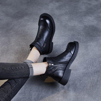 Women Autumn Retro Minimalist Leather Ankle Boots