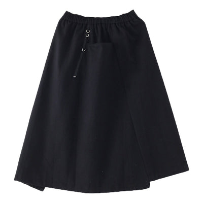 Women Autumn Solid Black Cotton A-Line Skirt Sep 2022 New Arrival 