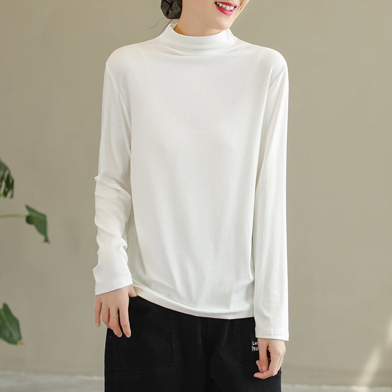 Women Autumn Solid Cotton T-Shirt Sep 2022 New Arrival One Size White 
