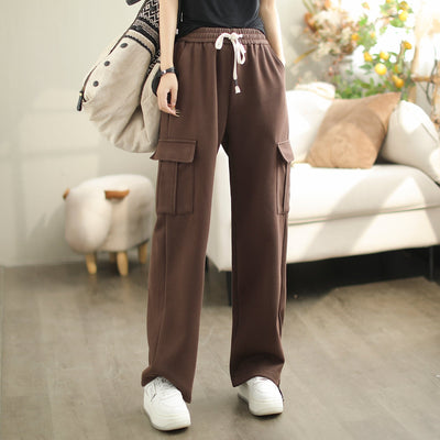 Women Autumn Solid Fashion Casual Pants Oct 2023 New Arrival One Size Coffee 