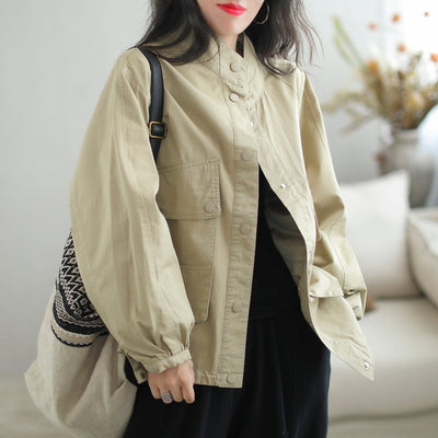 Women Autumn Solid Loose Casual Jacket Aug 2023 New Arrival 