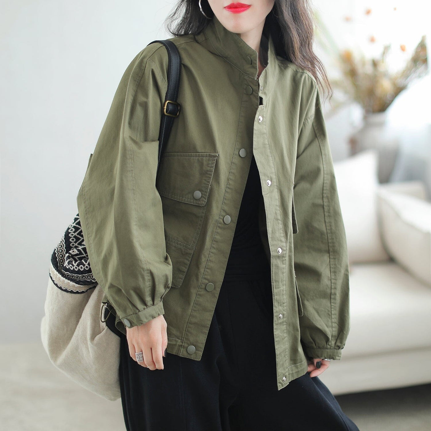 Women Autumn Solid Loose Casual Jacket Aug 2023 New Arrival 