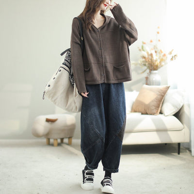 Women Autumn Solid Loose Casual Jacket
