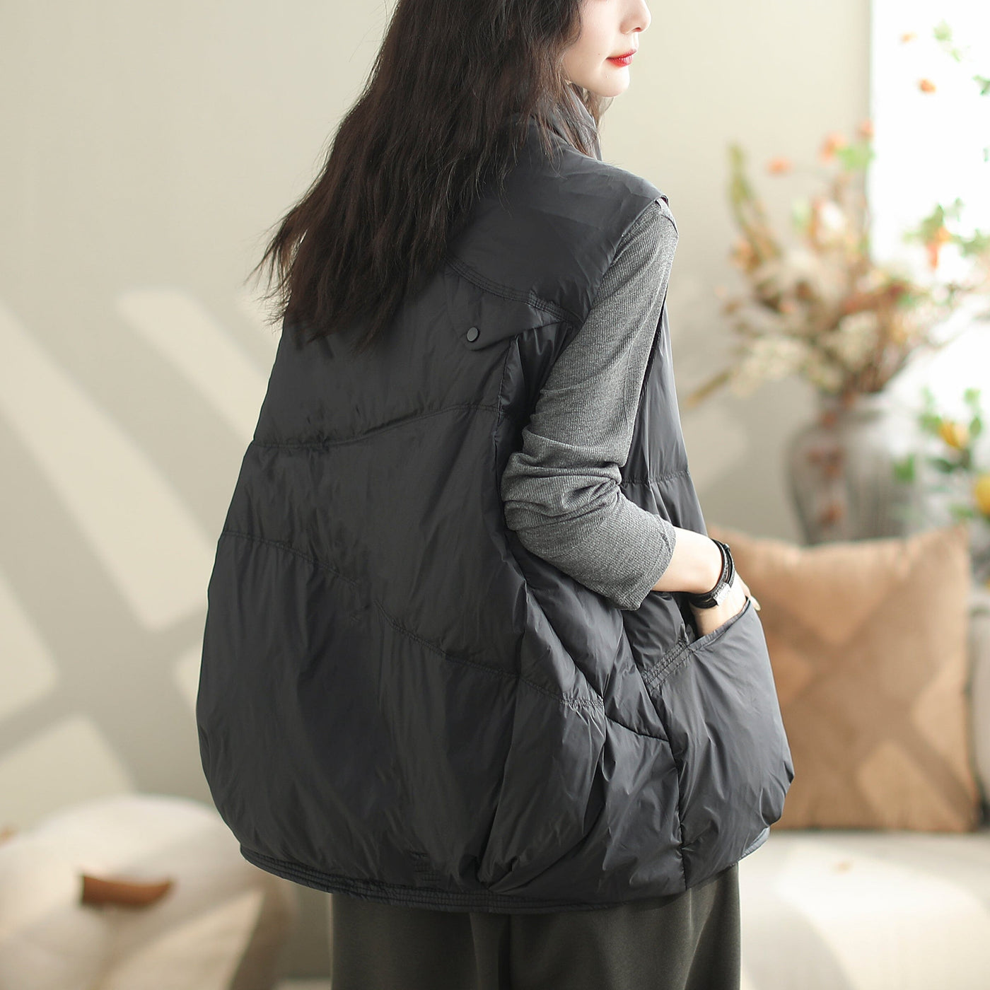 Women Autumn Winter Duck Down Loose Vest